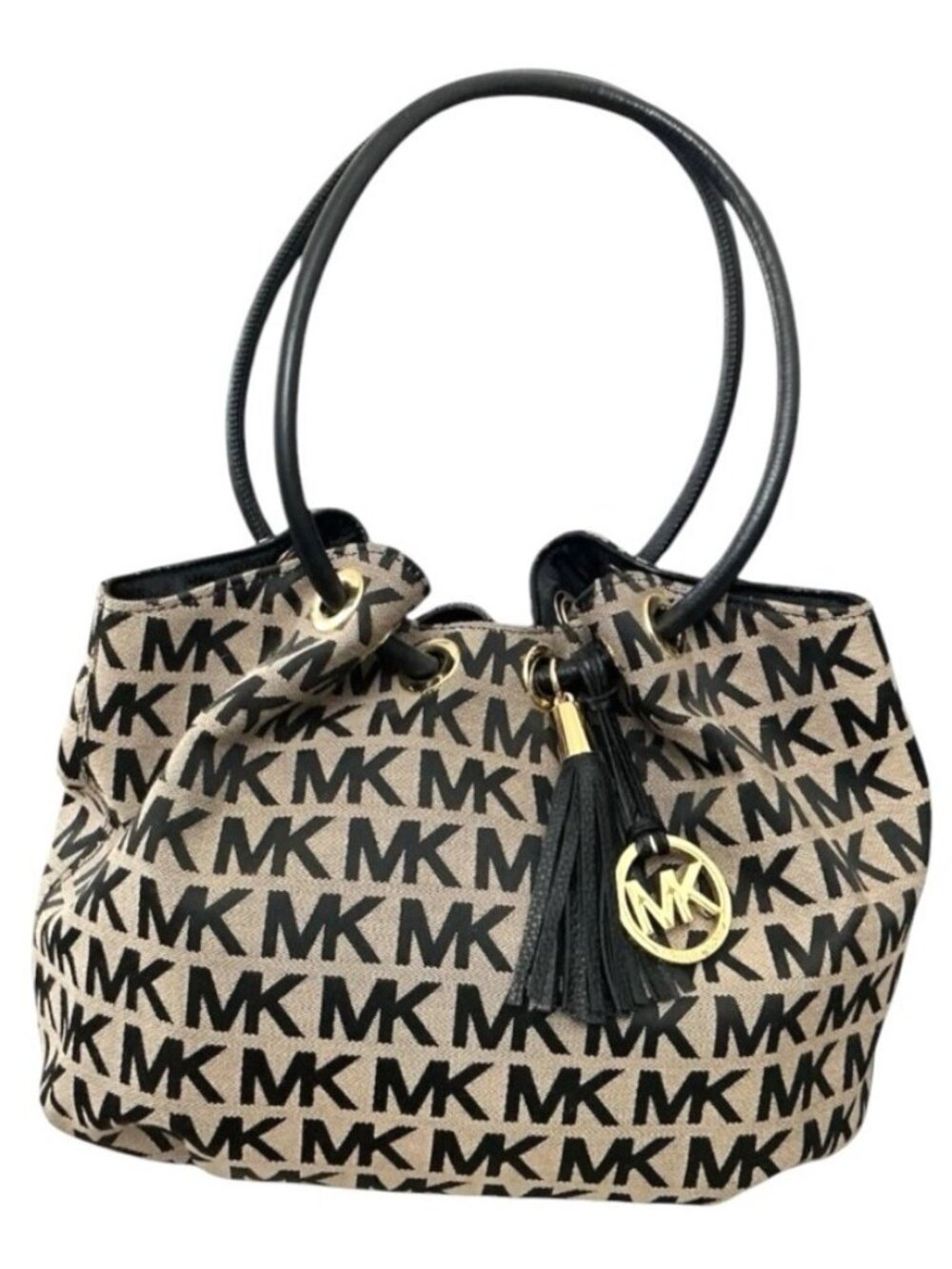Michael Kors East/West Black Signature Canvas Ring Tote Handbag‎